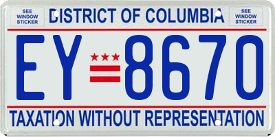 DC license plate EY8670