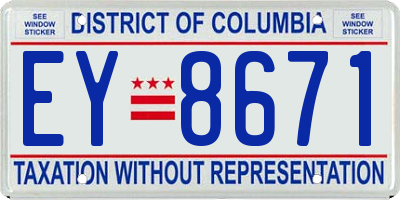 DC license plate EY8671