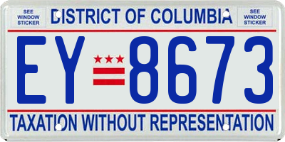 DC license plate EY8673