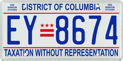 DC license plate EY8674