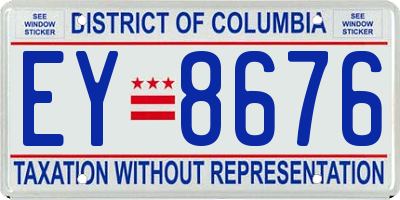 DC license plate EY8676