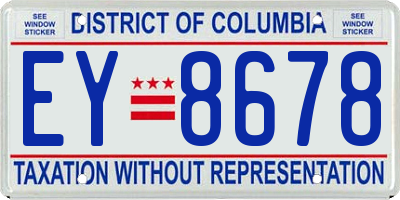 DC license plate EY8678