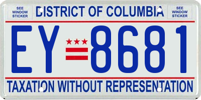 DC license plate EY8681