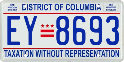 DC license plate EY8693