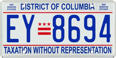 DC license plate EY8694