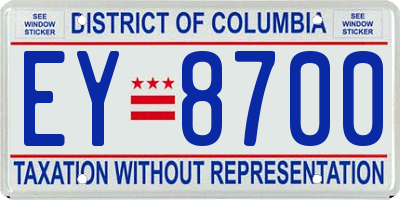 DC license plate EY8700