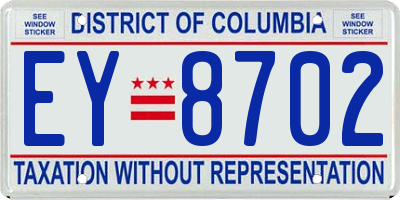 DC license plate EY8702