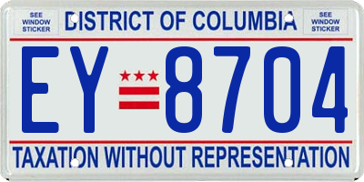 DC license plate EY8704