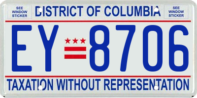 DC license plate EY8706