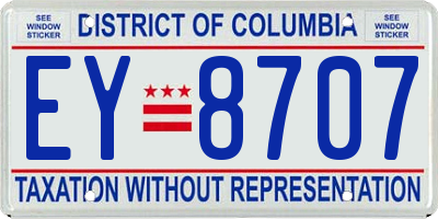 DC license plate EY8707