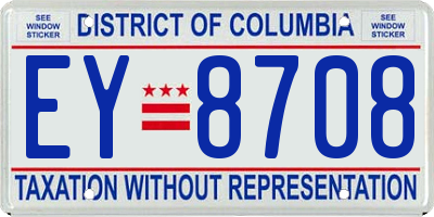 DC license plate EY8708