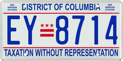 DC license plate EY8714