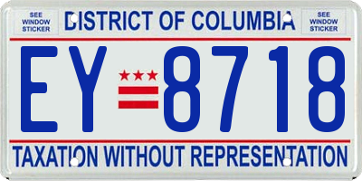 DC license plate EY8718