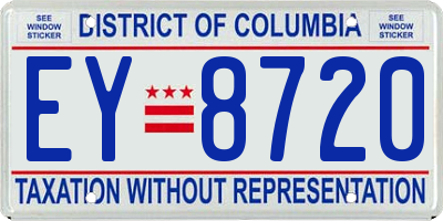 DC license plate EY8720