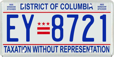 DC license plate EY8721