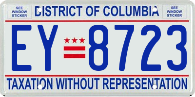 DC license plate EY8723