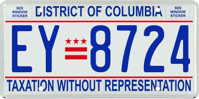 DC license plate EY8724