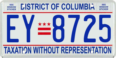 DC license plate EY8725