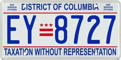 DC license plate EY8727