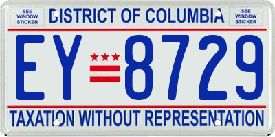 DC license plate EY8729