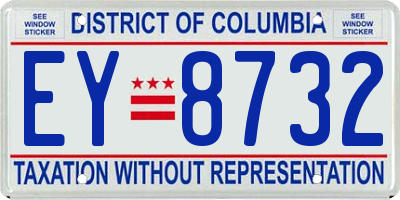 DC license plate EY8732