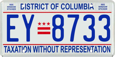 DC license plate EY8733