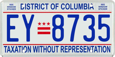 DC license plate EY8735