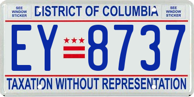 DC license plate EY8737