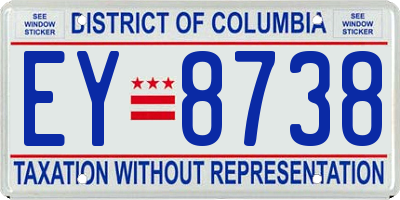 DC license plate EY8738