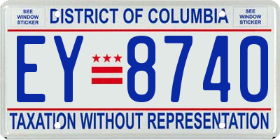 DC license plate EY8740