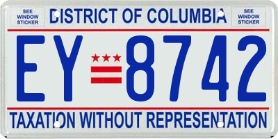 DC license plate EY8742