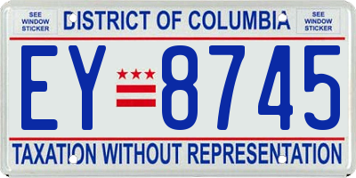 DC license plate EY8745