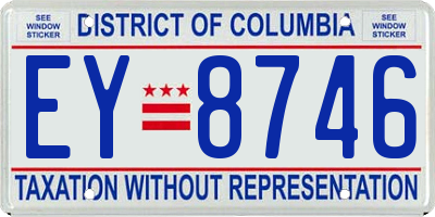 DC license plate EY8746