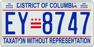 DC license plate EY8747