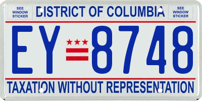 DC license plate EY8748