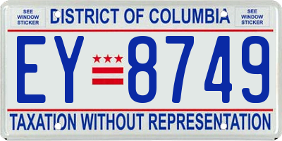 DC license plate EY8749