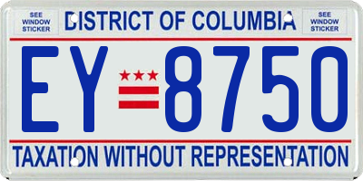 DC license plate EY8750