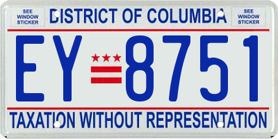 DC license plate EY8751