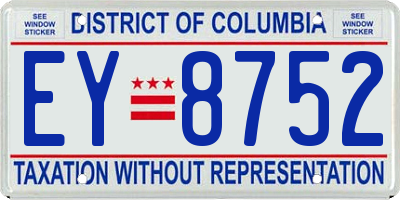 DC license plate EY8752