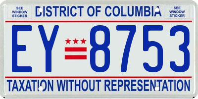 DC license plate EY8753