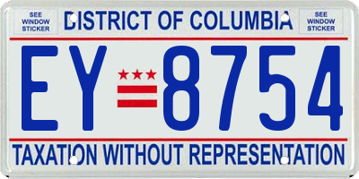 DC license plate EY8754