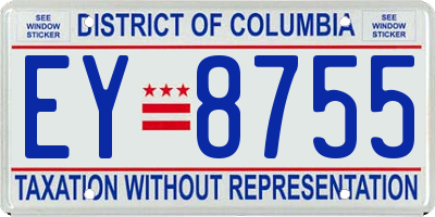 DC license plate EY8755