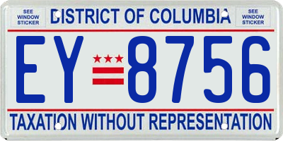 DC license plate EY8756