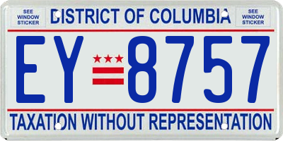 DC license plate EY8757