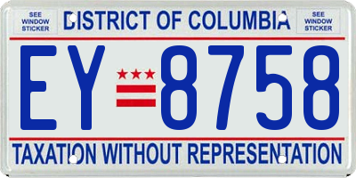 DC license plate EY8758