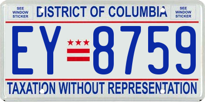 DC license plate EY8759