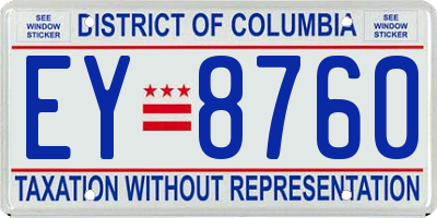 DC license plate EY8760