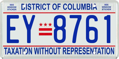 DC license plate EY8761