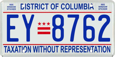 DC license plate EY8762