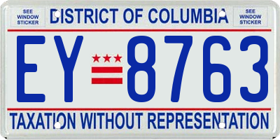 DC license plate EY8763